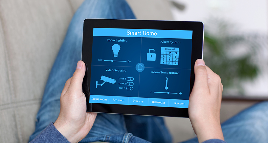 The ability to access and control security components from a mobile device is one of the top smart home trends in Davenport. Close-up of smart home security app.